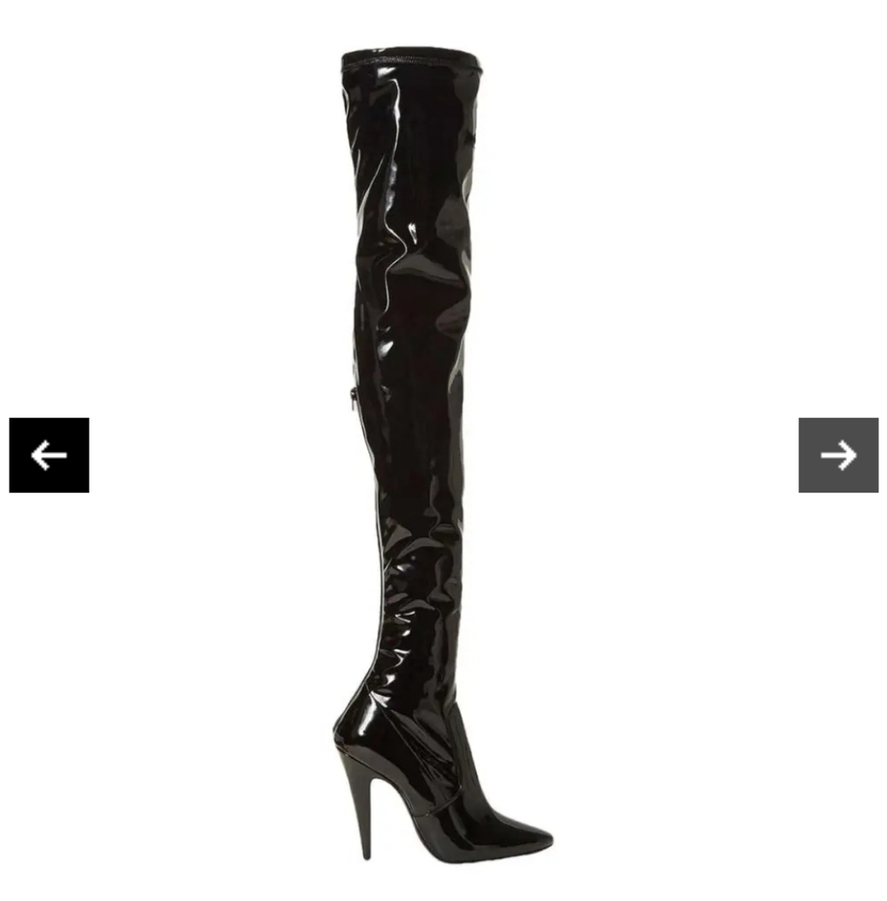 Yves Saint Laurent Black Patent Over-the-Knee Stiletto Boots